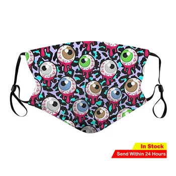 

20 Patterns Mouth Mask For Women Halloween Funny Expression Prints Adjustable Mask Face Mask Filter Can Be Placed Mascarilla