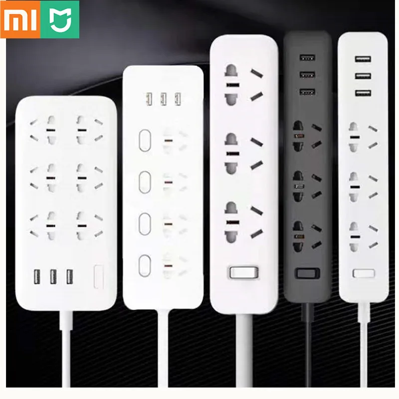 Оригинальная лента питания Xiaomi 2.1A Быстрая зарядка 3 USB удлинитель штепсельная