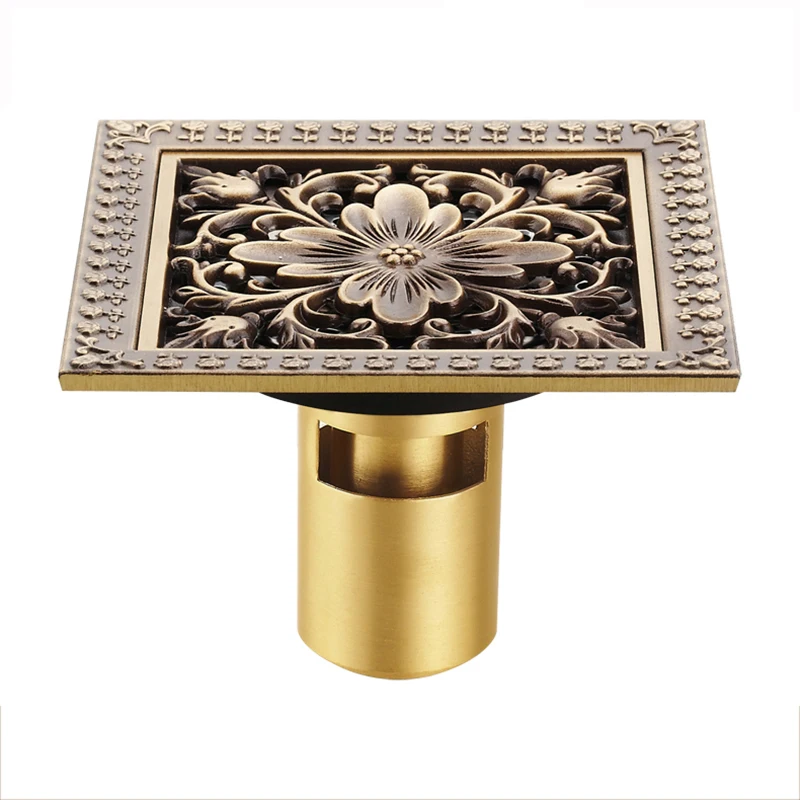 Drains 12*12cm Antique Bronze Finish Fashion Design Euro Square Floor Drain Shower Brass Bathroom Furniture HJ-8702V | Обустройство