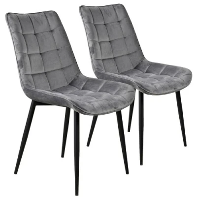 

Modern dining chair set of 2 with metal leg velvet cushion seat and back for living room dining room and dining chair