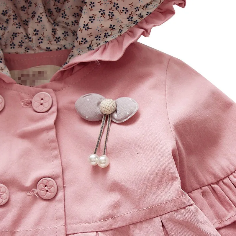Children Girls Coats Cartoon Cotton Hooded jacket baby girls full sleeve long jacket solid color for 0-4 Y