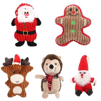 

Christmas Santa Claus Pet Cat Dog Toys Chew Squeaker Pet Plush Toys For Dogs Biting Rope Sound Teeth Grinding Interactive Toys