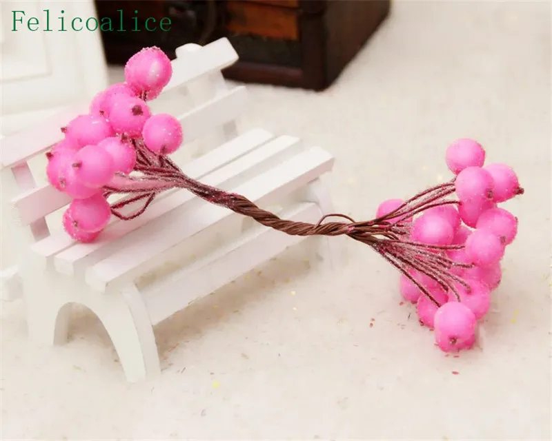 40 Köpfe Mini-Kunststoff, künstliche Früchte, kleine Beeren, künstliche Blumen, Kirschstrauß, Staubblatt, Hochzeit, Zuhause, Weihnachten, dekorativ – Detail 10