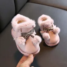 Детские ботинки для маленьких мальчиков и девочек; спортивные короткие ботиночки; Повседневная Теплая обувь; однотонная резиновая зимняя обувь на липучке для маленьких девочек