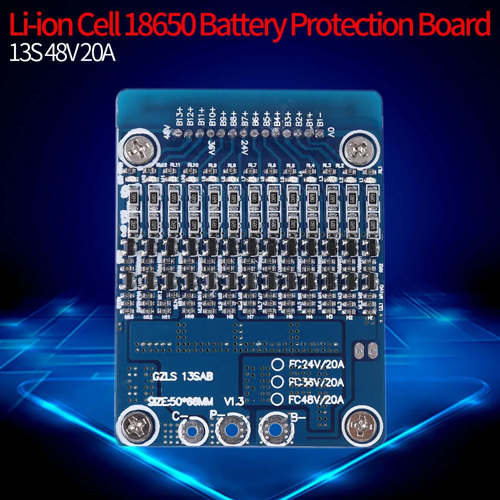 Плата защиты 13S 48V 20A Li-Ion Cell 18650 защита батареи BMS плата с функцией баланса панели защиты батареи
