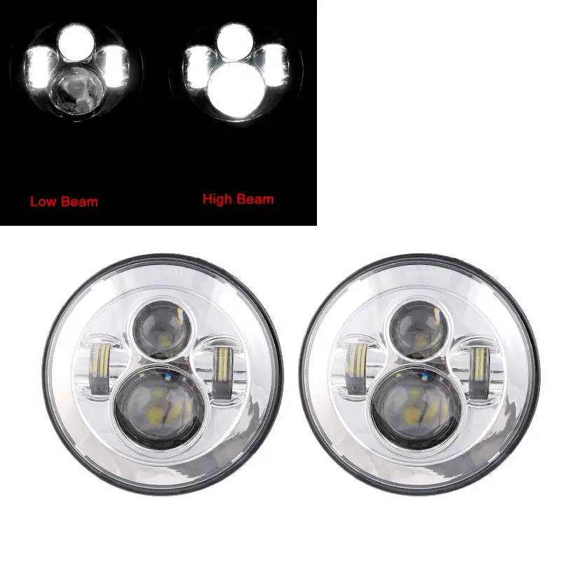 Пара 7 дюймов светодиодный фар " Автомобильные фары с высоким/ближнего и дальнего света двигателя лампа для Jeep wrangler JK TJ Приглашаем посетить наших заказчиков выставку CJ ваз 2121 Lada Niva 4x4 лампы - Цвет: 40w chrome