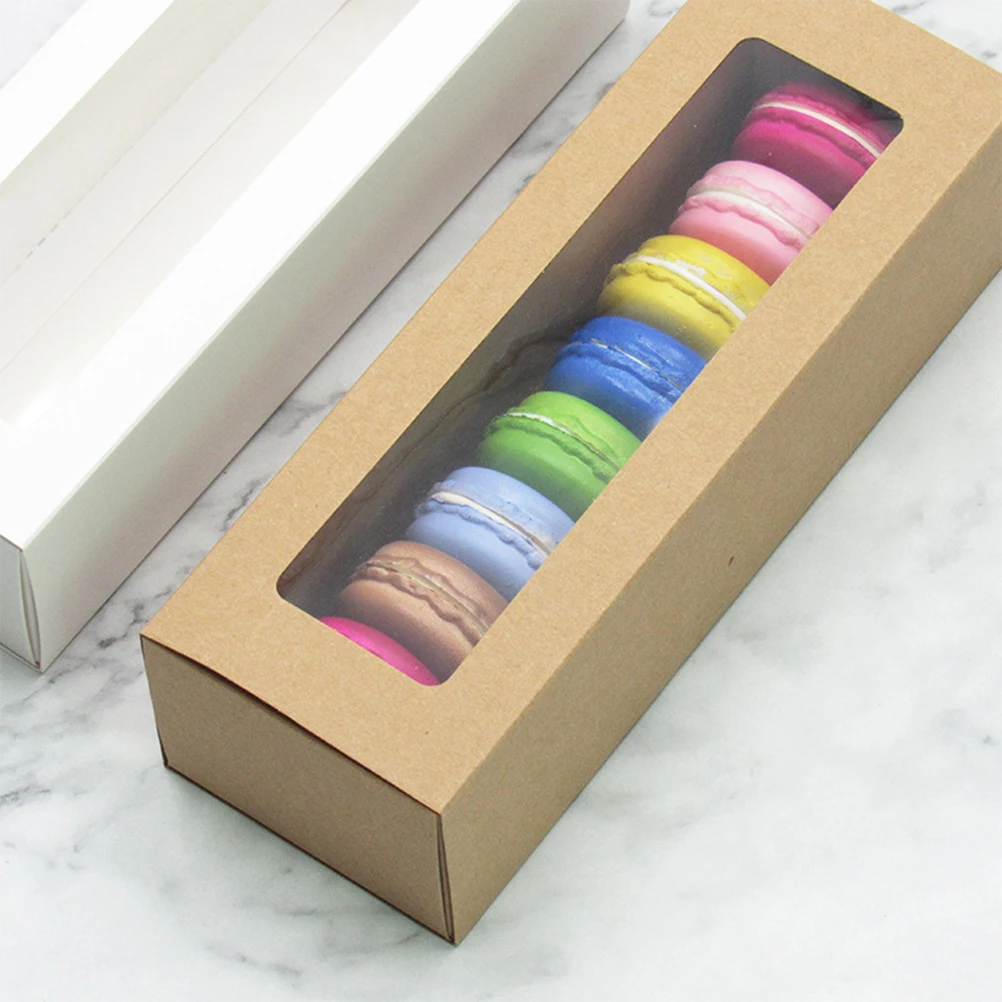 10pcs Macaron con caja de papel de ventana de Macarons caja de
