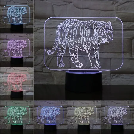 C Muticolor Tiger 3D лампа абстрактный акриловый Lamparas домашний декор для сцены USB светодиодный ночник дети Новогодние рождественские подарки - Испускаемый цвет: C