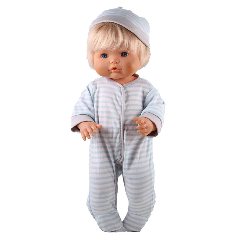 Одежда для кукол, размер 41 см, Nenuco Doll Nenuco y su Hermanita, белая футболка, штаны в полоску спереди с лошадью, наряды для куклы размером 16 дюймов - Цвет: stripe suit hat