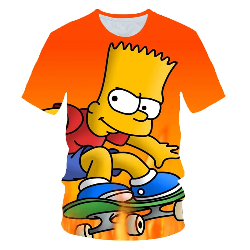 Коллекция года, футболка с 3D рисунком «черный человек», «скейтборд Симпсон» летние крутые модные футболки с короткими рукавами для мальчиков и девочек