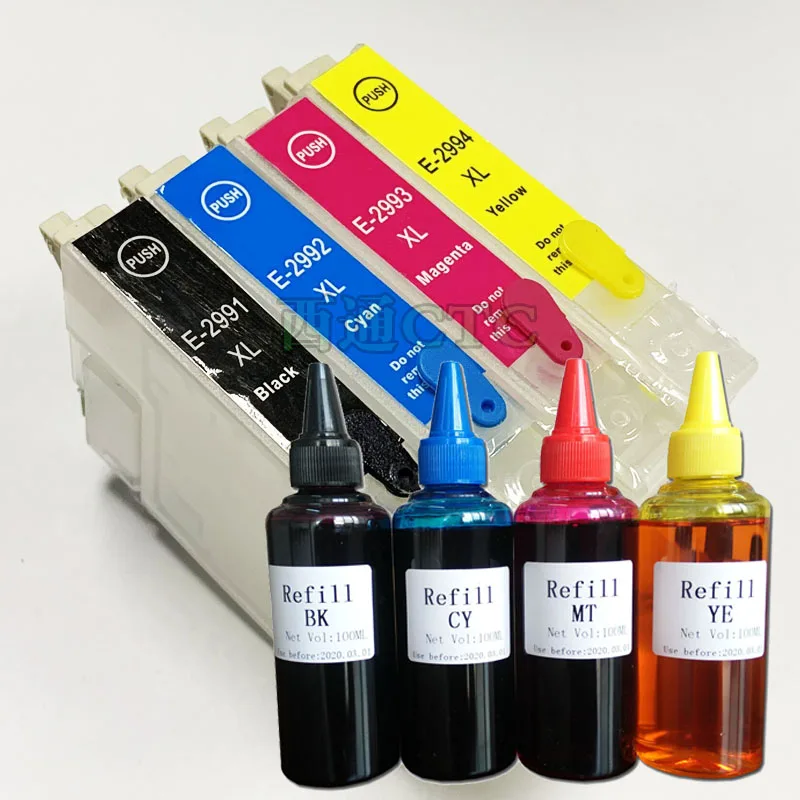 29XL заправляемые чернильные картриджи Compitalbe для Epson XP-235 XP-245 XP-247 XP-332 XP-335 XP-342 XP-345 XP-255 XP-435 XP-442 XP-445