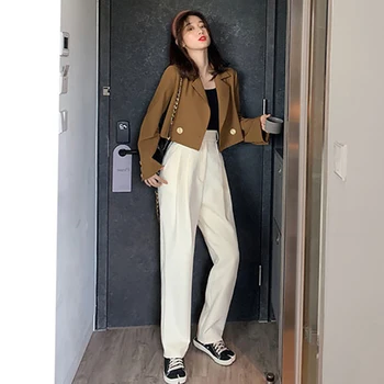 

Women Autumn Winter Warm Long-sleeved Lapel Coat Cotton Jacket Solid Color Coat Short Tops New