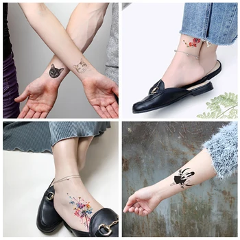 

Temporary Tattoo Stickers Cat Dog Fake Tatto Flash Waterproof Tatoo Tatouage Neck Hand Back Foot Shoulder For Girl Women Men