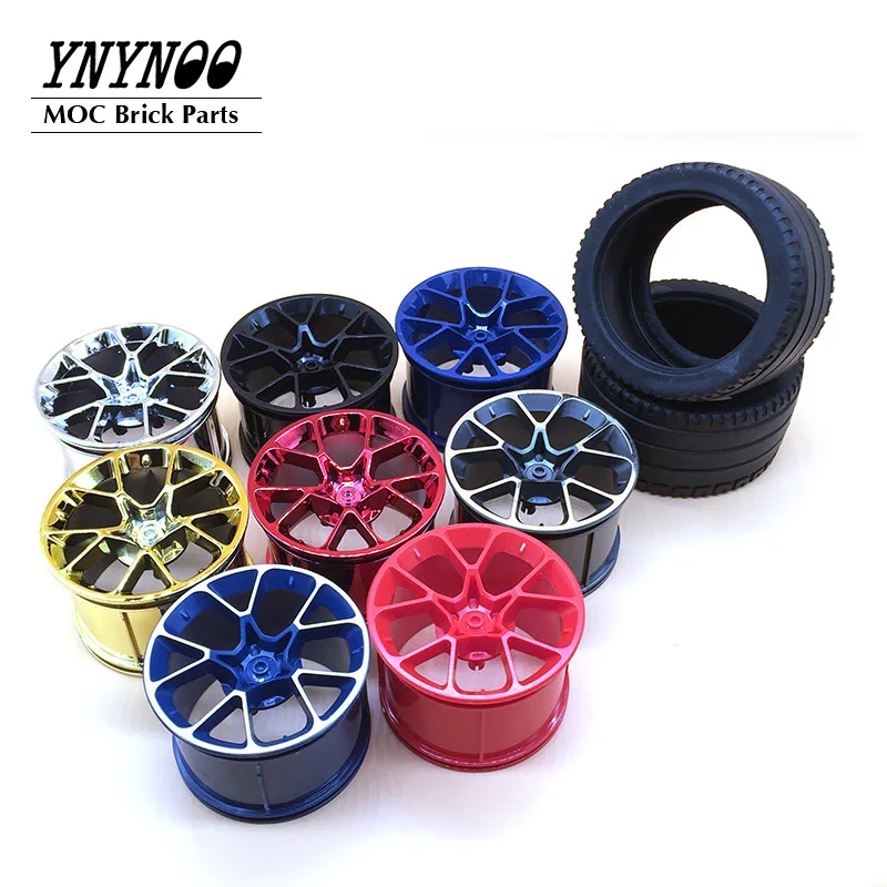 

4Pcs High-Tech Wheel Hub RIM WIDE DIA. 62.3X42mm & Tire 81.6x44mm ZR Straight Tread Fit For 42083 MOC Building Blocks Brick Cars