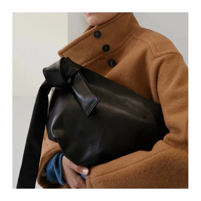 

Brand Women Leather Messenger Bags Designer Soft Travel Crossbody Bag Special Knot Strap Girl Clutches Large Capacity