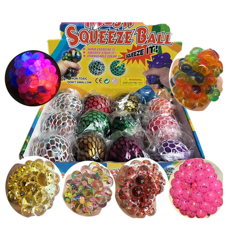 Funny Squishy Ball Colorful Grape Soft Adhesive Mesh Squeeze Toys TPR Release Stress Anti-Stress Squeezing Toy | Игрушки и хобби