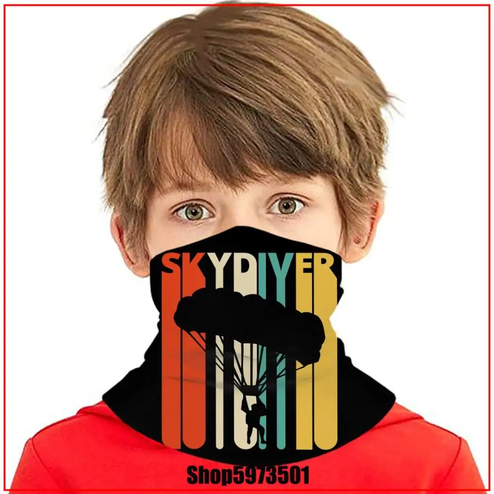 Skydiver силуэт Ретро дизайн маска для лица Защита микробов моющиеся Гарри банданы