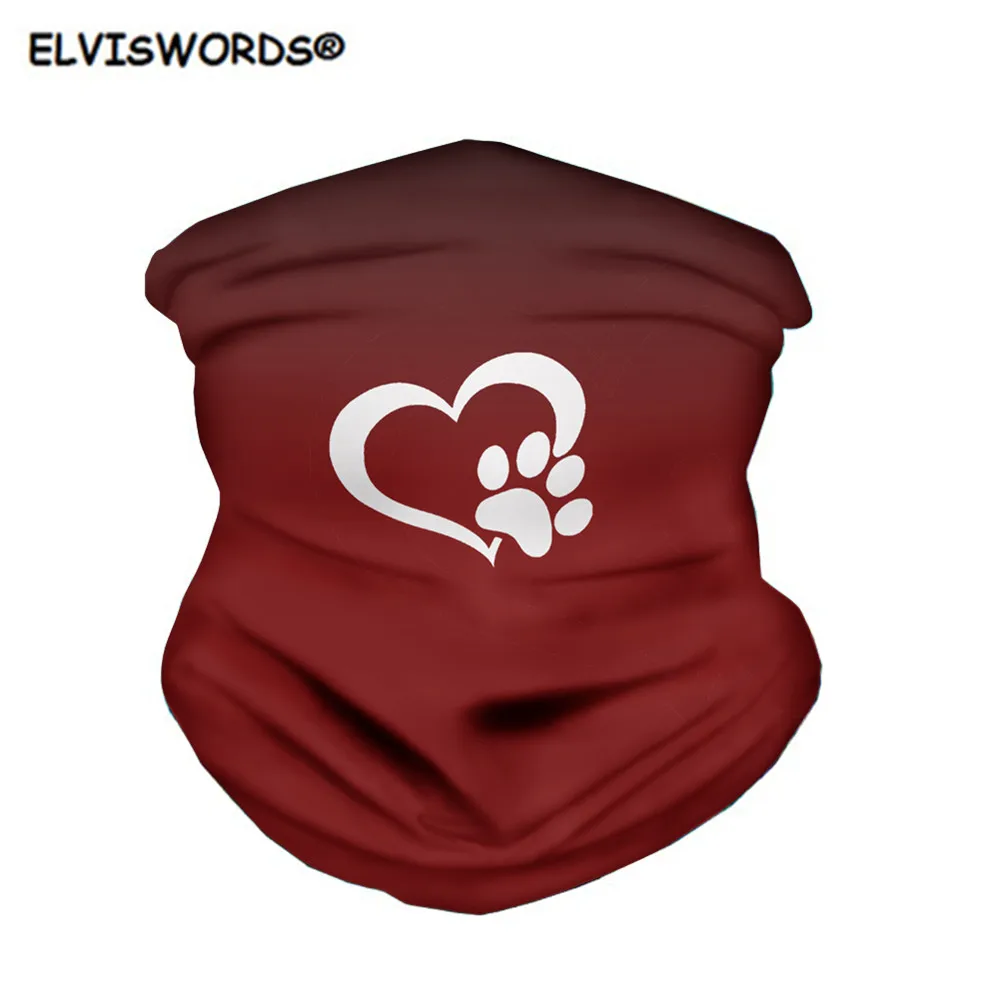 

ELVISWORDS Gradient Red 2020 Scarf for Women Drop Shipping Funny Design Heart Paw Pattern Unisex Windproof Dust Bandana Turban