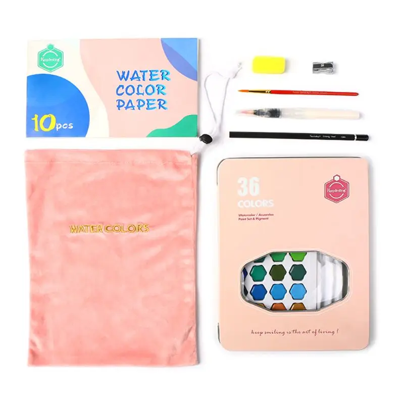 

1Box Watercolor Pigment Set 36-Color Watercolor Paint Student Hand-painted Portable Painting Set Iron Box Water Color Art