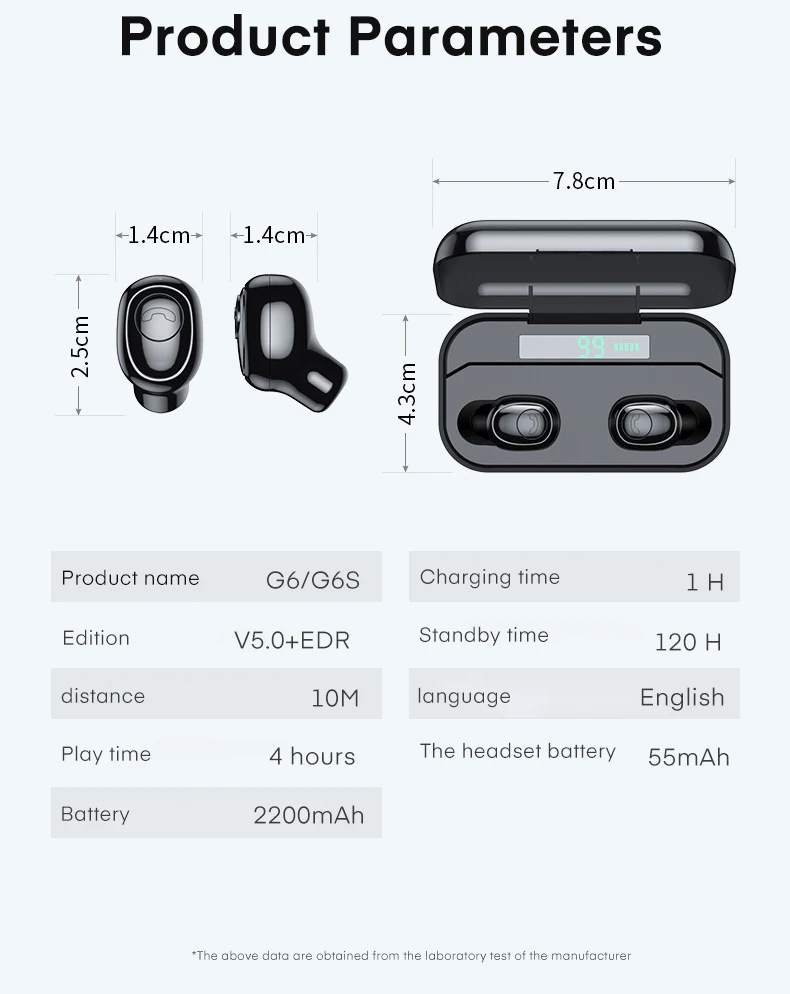 TWS беспроводные наушники Bluetooth V5.0 мини настоящие беспроводные наушники светодиодный дисплей с зарядным устройством 2200 мАч