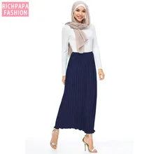 Faldas Largas Verano Mujer Moda Весна Осень Корейская женская шифоновая плиссированная длинная Макси юбка Jupe Longue Femme мусульманские юбки