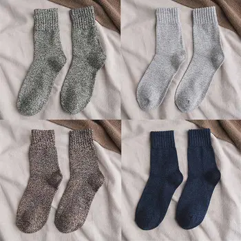 

5 Pair/Lot Plus Thick Rabbit Wool Scoks Winter Men Mid Tube Scoks Pure Color Super Thick Warm Long Scoks