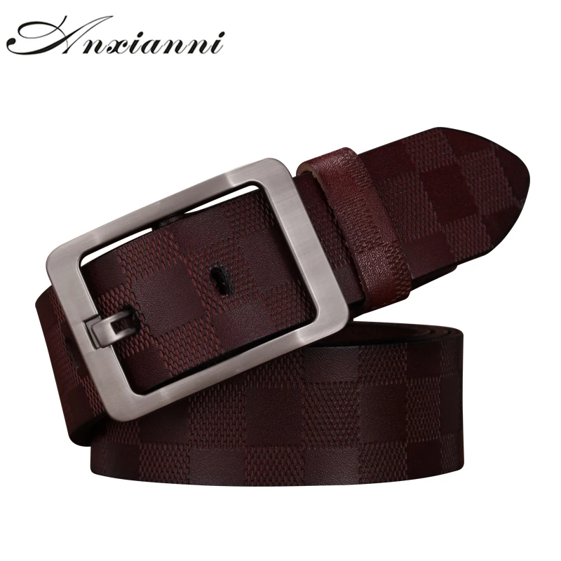 Ремень мужской кожаный роскошный брендовый винтажный пояс для джинсов черный