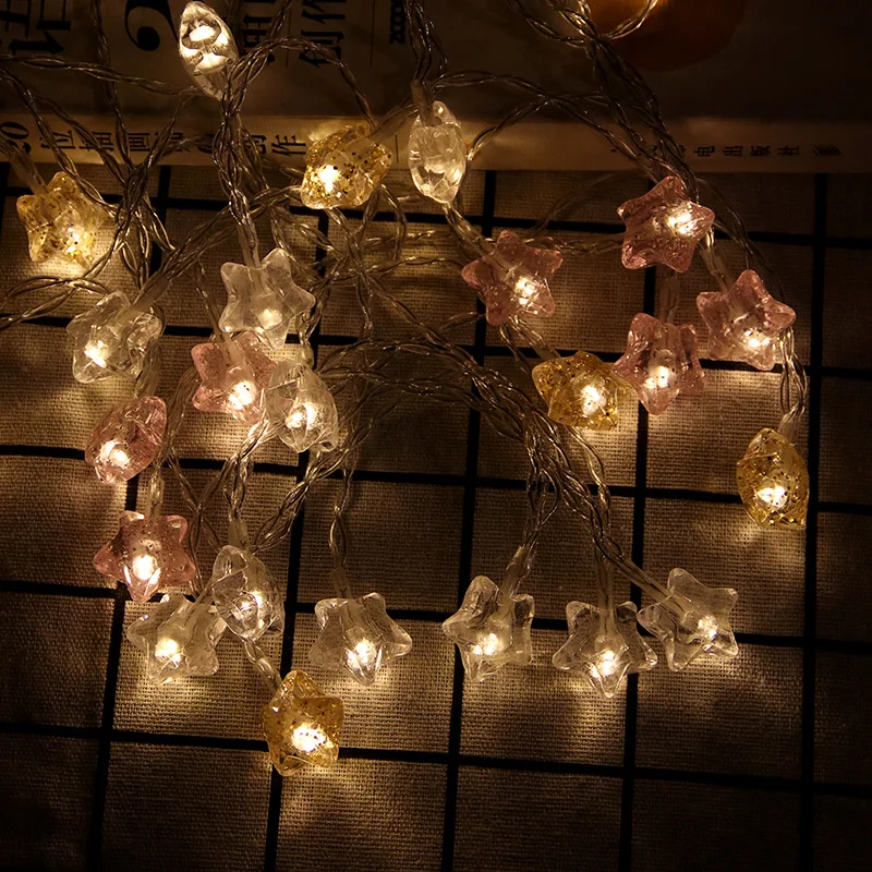 Romantic Instagram Style Girl Heart String Light Bedroom Dormitory Decoration Hanging Twinkle Star Lamp String for Wedding Party new 2023 led solar lights outdoor garden lamp waterproof courtyard stair garden fence balcony exterior wall farm decoration hifi