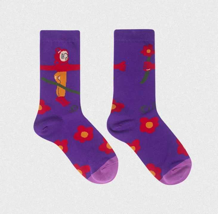Женские игривые жаккардовые носки, Мультяшные хлопковые короткие носки, женские носки для весны и осени - Цвет: 4