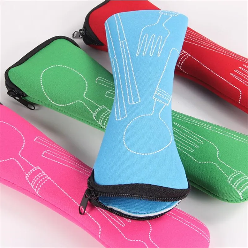 1PC Tableware Bag Washable with Zipper Travel Cutlery Kit Case Portable Pouch For Dinner Camping Household Tool | Дом и сад