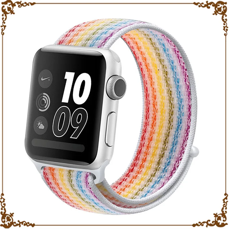 Ремешок для Apple Watch, ремешок для Apple Watch 5, 4, 44, мм, 42 мм, iwatch band 3, 2, 5, 42 мм, 38 мм, Спортивная петля, correa, нейлоновый ремешок для часов - Цвет ремешка: strip colorful 31