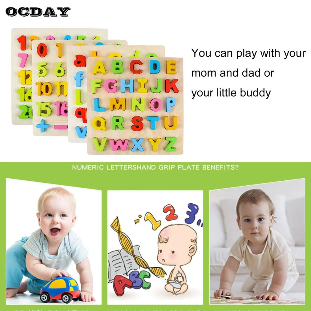 OCDAY 3D головоломка игрушки Экологичные деревянные детские Игрушки для маленьких детей пазл ранний образование цифры буквы обучающие игрушки