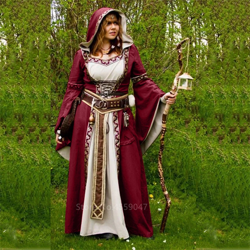 Ренессанс, новинка, платье на Хэллоуин, женское, с капюшоном, средневековый костюм, платье принцессы, косплей, дворец, Винтаж, Виктория, карнавальные, вечерние