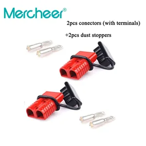 2pcs Two Holes 2PIN 350A 175A 50A Red Smh Electric Electrical Plug 6AWG /8AWG Red UPS Battery Connectors With 2 Dust Covers