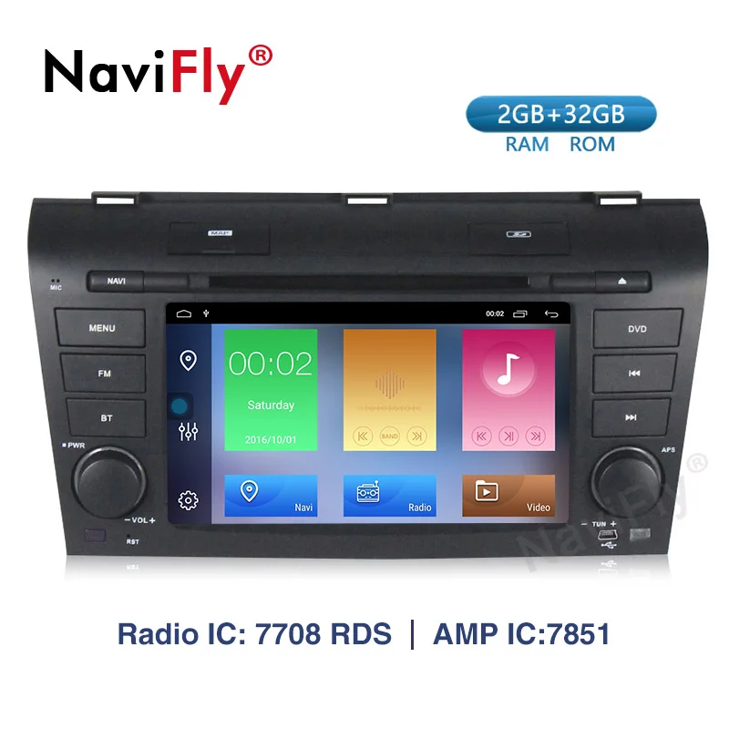 Best Navifly Android 9.1 car multimedia dvd radio For Mazda 3 Mazda3 2004 2009 2G RAM 32G ROM car dvd gps Navigation stereo Player BT