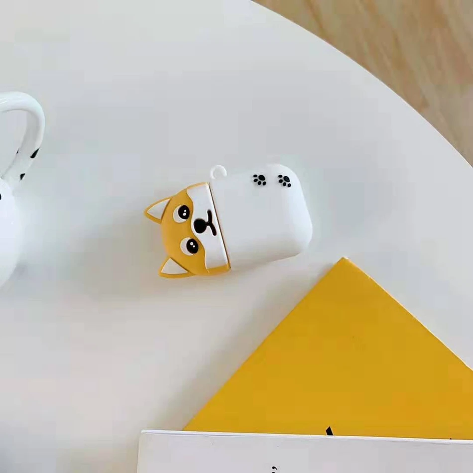 A4 Для AirPods чехол 3D милый забавный мультяшный черный белый Хаски желтый Сиба чехол для Airpods 2/i10/i11 TWS Защитная крышка - Цвет: A4