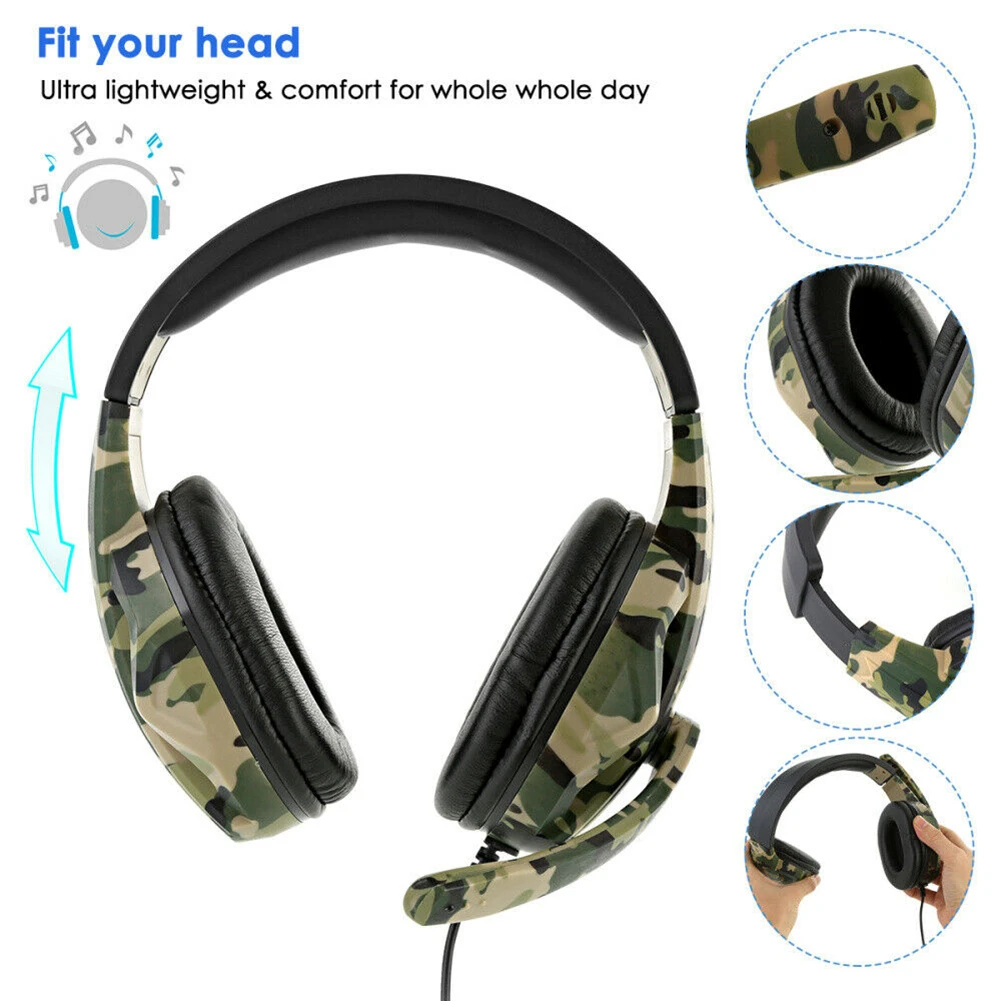 Auriculares con micrófono para PS3 diadema ajustable para computadora 3,5mm por cable auriculares camuflaje más|Auriculares y audífonos| - AliExpress