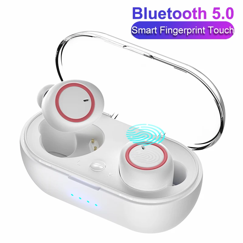 D10 TWS отпечатков пальцев сенсорные Bluetooth Наушники Hi-Fi стерео беспроводные наушники с шумоподавлением игровые гарнитуры с микрофонами - Цвет: Белый