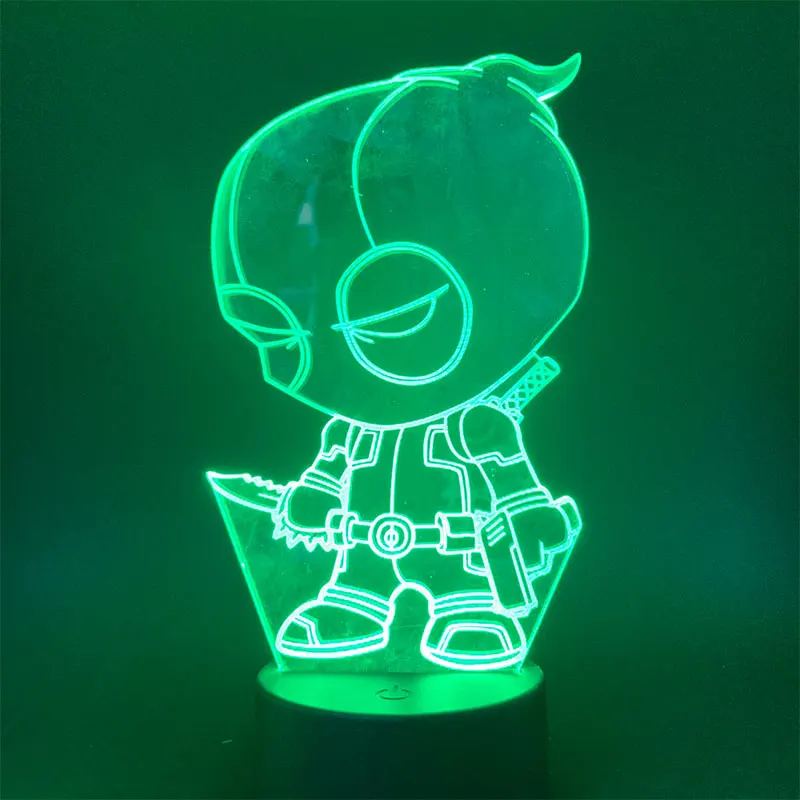 Q-version Дэдпул 3D лампа ночник 7 цветов сенсорная кнопка настольная лампа USB Освещение сна Декор для спальни подарки для детей Прямая поставка