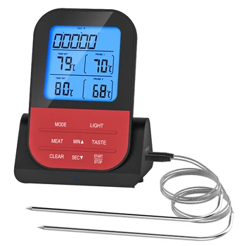 

Meat Food Thermometer,Wireless Kitchen Cooking Bbq Thermometer with Dual Probe,Alarm Monitor for Grill Smoker Oven