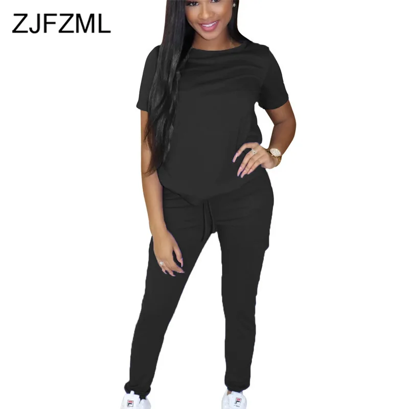 

Neon Green Sexy Two Piece Sweatsuit Summer Clothes for Women O Neck Short Sleeve Knot Crop Top and Pencil Pants Causal Outfit