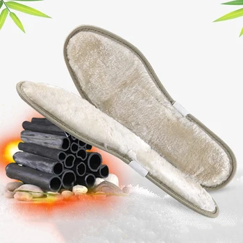 

1 Pair Plush Heating Warm Insoles Deodorant Insert Bamboo Charcoal Plus Velvet Insole Soft For Shoes Men Women Winter