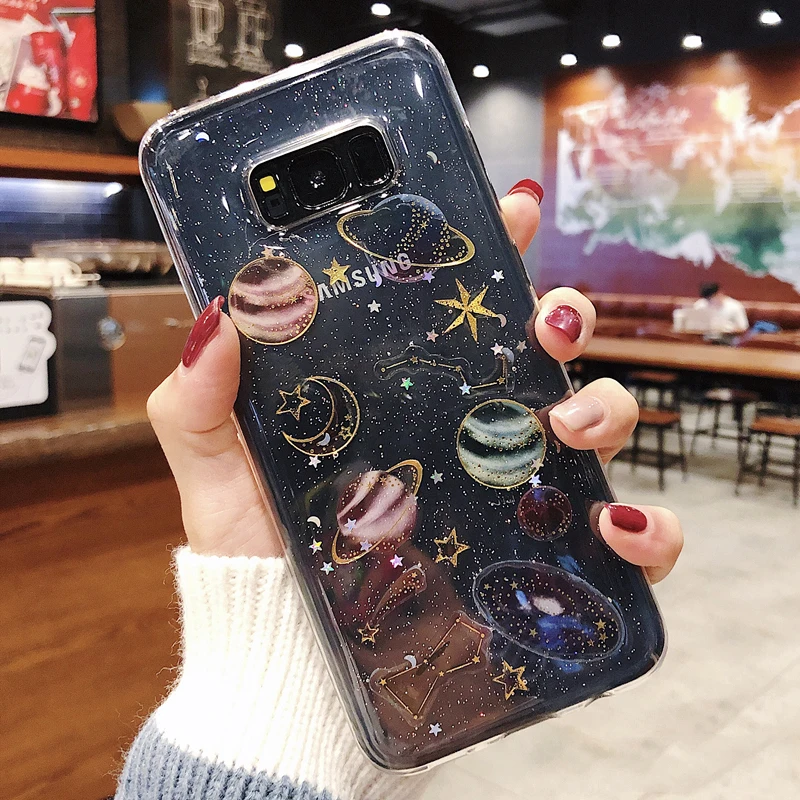 Блестящий чехол для телефона samsung S10 S8 S9 Plus Note 10 8 9 M10 20 A10 20 40 Мягкий силиконовый чехол со звездами