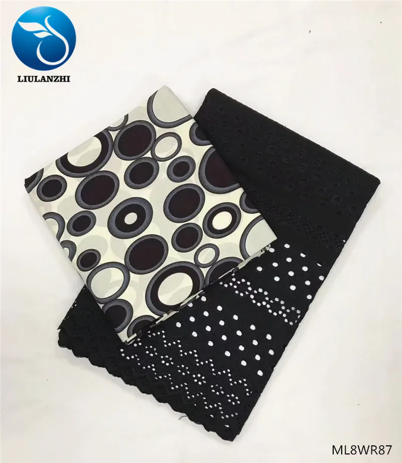 Воск liulanzhi кружевной ткани Африканский хлопок воск с хлопковой вуалью кружевной ткани для платья 3+ 2,5 ярдов ML8WR66-ML8WR92