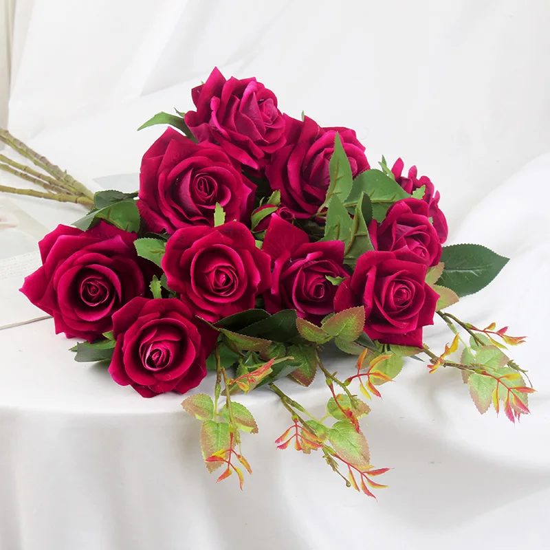 1 Bunch European Rose or Peony Artificial Flowers Party Silk fake Flowers Peonies For Wedding Decoration Home Hotel Decor Wreath - Цвет: Rose purple