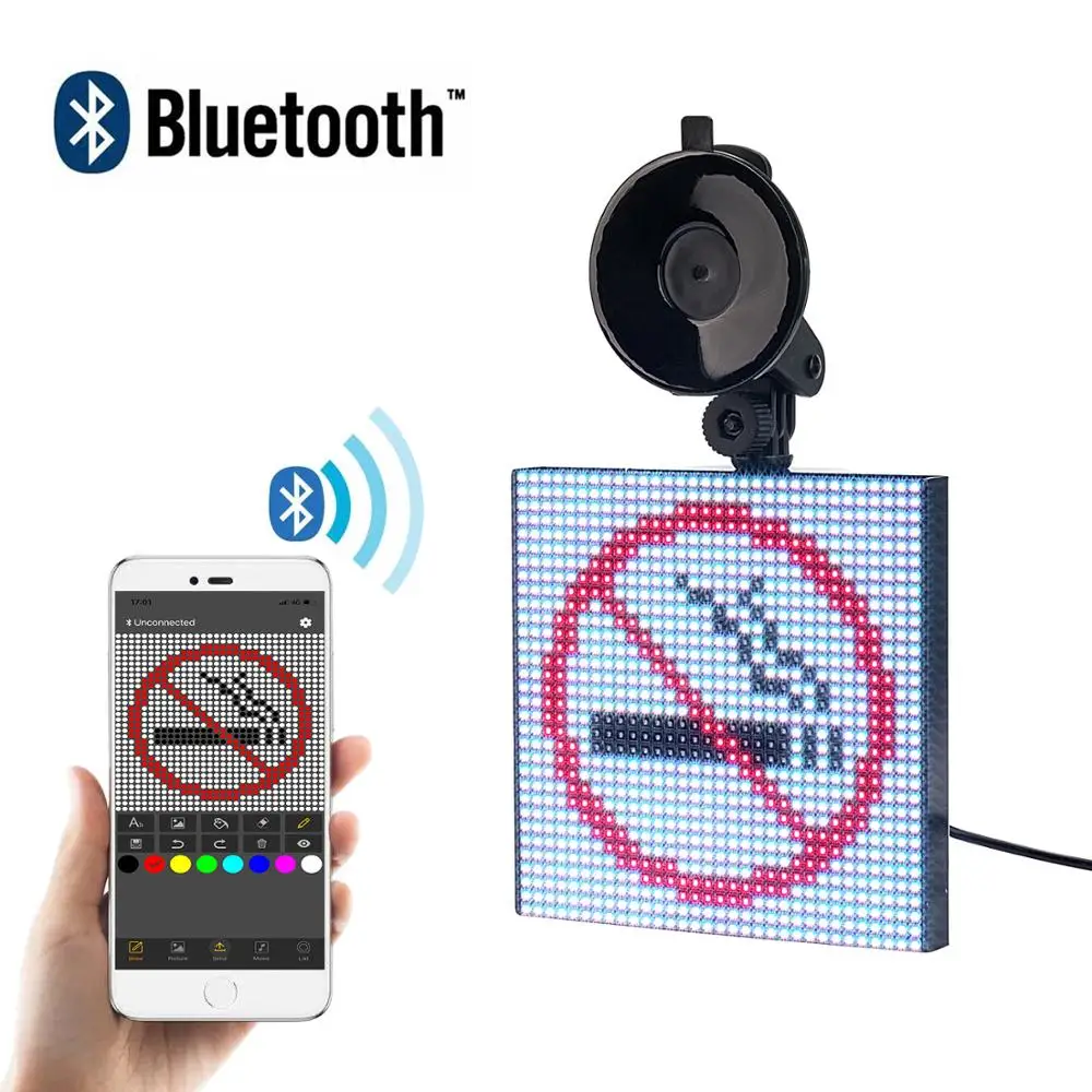 Bluetooth 12 В светодиодный Автомобильный знак, управление с помощью приложения, RGB экран, Программируемый Прокрутка, светодиодный дисплей