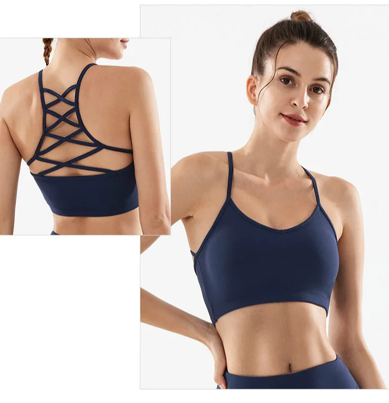 Сексуальные бюстгальтеры для фитнеса с поперечным Ремешком, женские мягкие Беспроводные спортивные брюки, топ, анти-пот, нейлоновый спортивный бюстгальтер