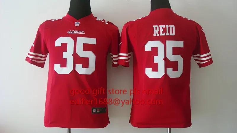 Сшитый Молодежный Сан-Франсиско s Детский 16 Joe Монтана 42 Ronnie Lott 80 Jerry Rice 82 Torrey Smith 81 Anquan Boldin Джерси - Цвет: Красный