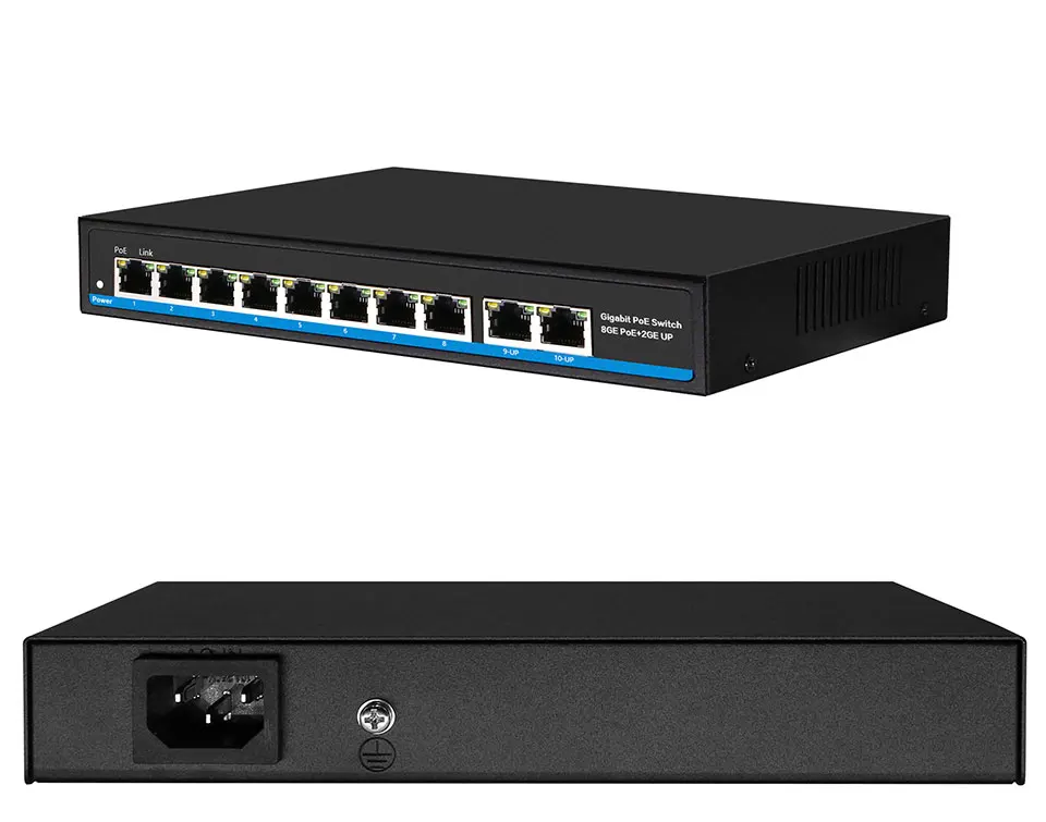 Gigabit 10 порт Poe коммутатор Поддержка IEEE802.3af/at ip-камеры и беспроводной AP 10/100/1000 Мбит/с 48 в стандартный сетевой коммутатор