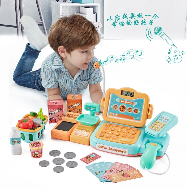 Beibigu Children Mini Model Supermarket Cash Register Toy Sets Educational Multi-functional Cashier
